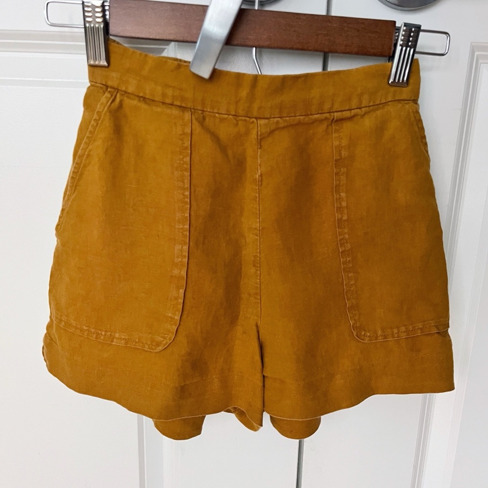 Wilfred Linen Mustard Yellow Shorts